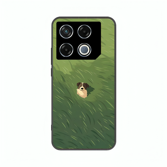 Infinix GT 20 case featuring 'The dog in the Grass Field' Artwork by Libaadah – premium artistic design with metal-glass finish