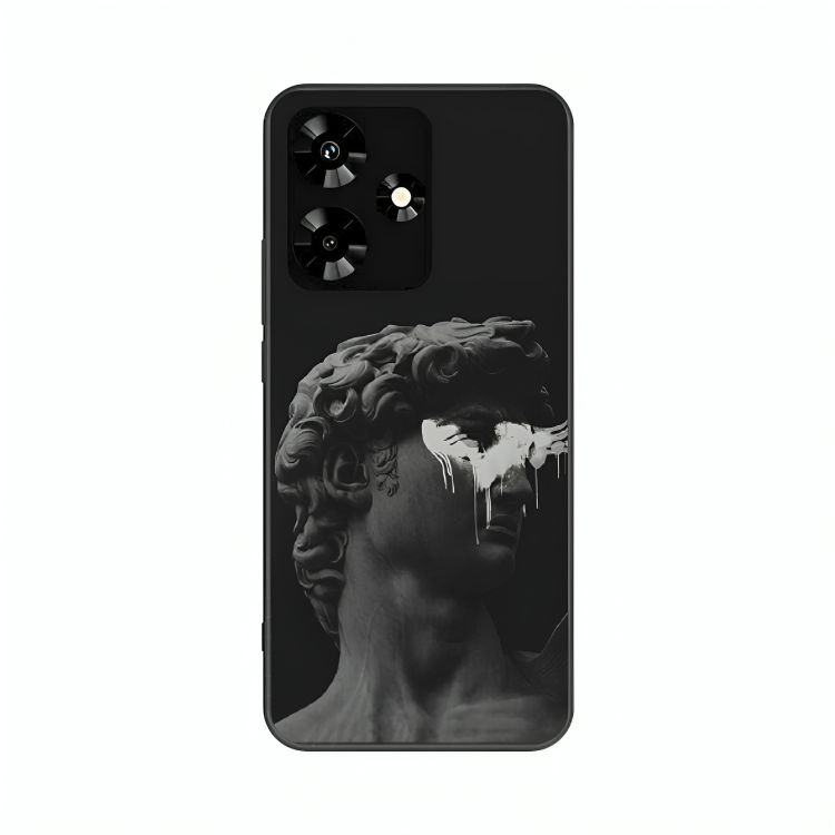 Infinix Hot 30 case featuring 'Even Statues Bleed' Artwork by Libaadah – premium artistic design with metal-glass finish