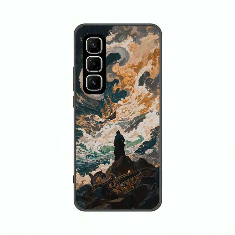 Infinix Hot 50 case featuring 'Above the Drowning Sea' Artwork by Libaadah – premium artistic design with metal-glass finish