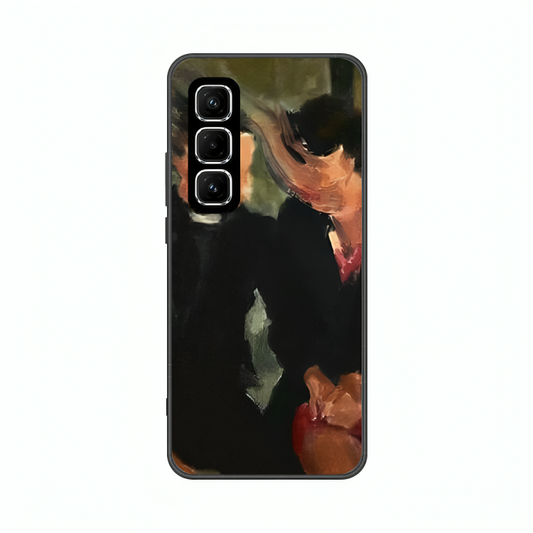 Infinix Hot 50 case featuring 'The Melancholy of Happy Hours' Artwork by Libaadah – premium artistic design with metal-glass finish