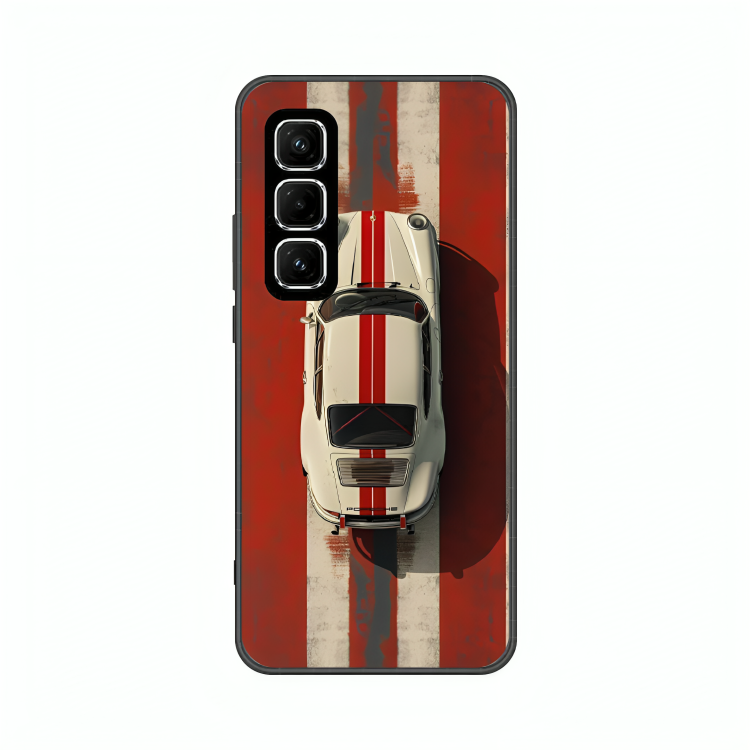 Infinix Hot 50 case featuring 'Red Stripes of Freedom' Artwork by Libaadah – premium artistic design with metal-glass finish