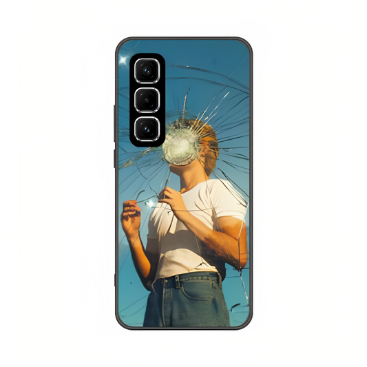 Infinix Hot 50 case featuring 'What' Artwork by Libaadah – premium artistic design with metal-glass finish