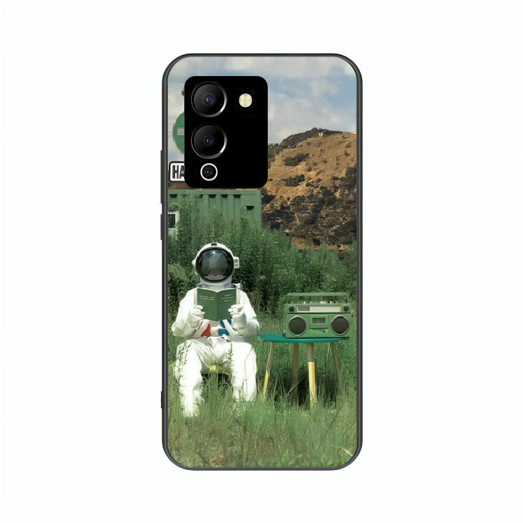 Infinix Note 12 case featuring 'The Absence Beneath Happiness' Artwork by Libaadah – premium artistic design with metal-glass finish