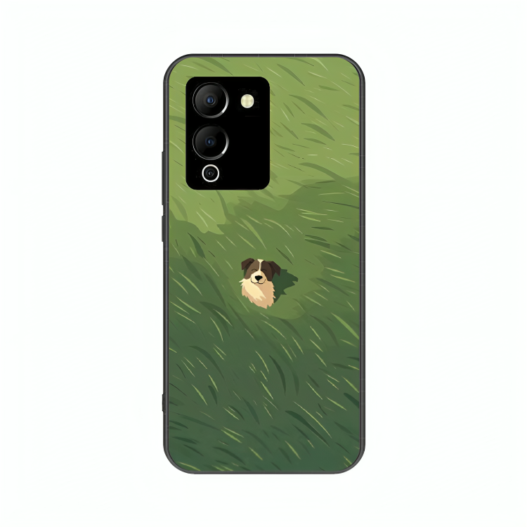 Infinix Note 12 case featuring 'The dog in the Grass Field' Artwork by Libaadah – premium artistic design with metal-glass finish