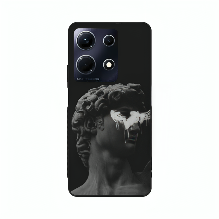 Infinix Note 30 case featuring 'Even Statues Bleed' Artwork by Libaadah – premium artistic design with metal-glass finish