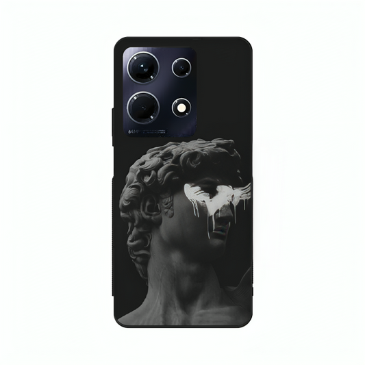 Infinix Note 30 case featuring 'Even Statues Bleed' Artwork by Libaadah – premium artistic design with metal-glass finish