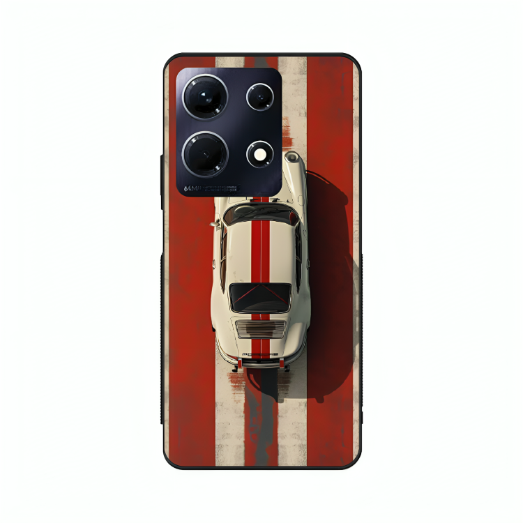 Infinix Note 30 case featuring 'Red Stripes of Freedom' Artwork by Libaadah – premium artistic design with metal-glass finish