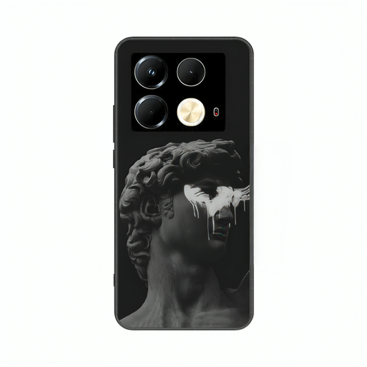 Infinix Note 40 case featuring 'Even Statues Bleed' Artwork by Libaadah – premium artistic design with metal-glass finish