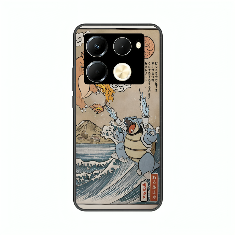 Infinix Note 40 Pro case featuring 'The Great Wave of Kanto' Artwork by Libaadah – premium artistic design with metal-glass finish