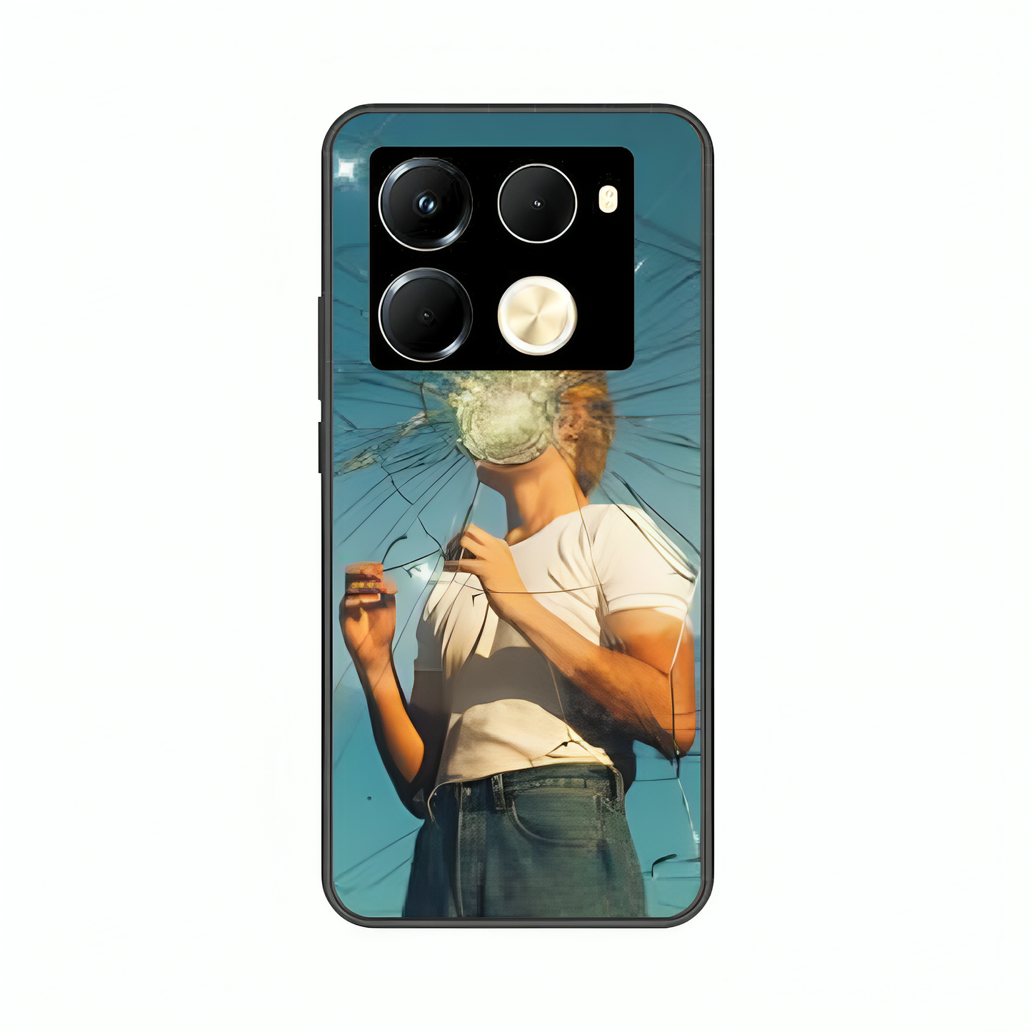 Infinix Note 40 Pro case featuring 'What' Artwork by Libaadah – premium artistic design with metal-glass finish