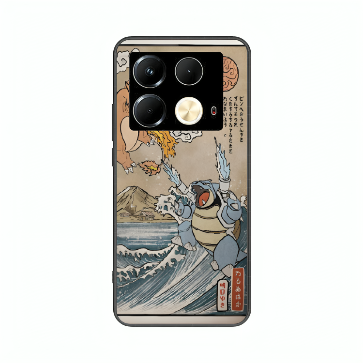 Infinix Note 40 case featuring 'The Great Wave of Kanto' Artwork by Libaadah – premium artistic design with metal-glass finish