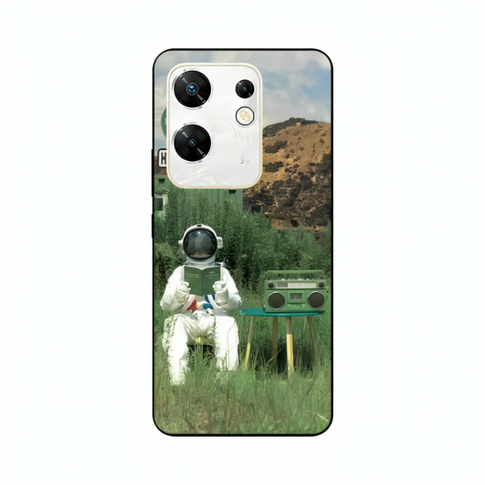 Infinix Zero 30 case featuring 'The Absence Beneath Happiness' Artwork by Libaadah – premium artistic design with metal-glass finish