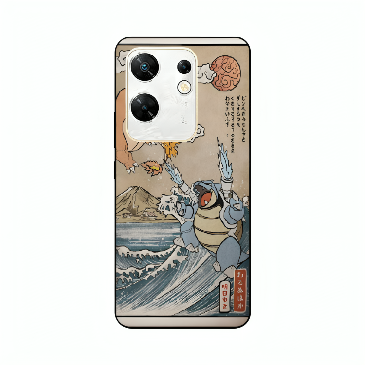 Infinix Zero 30 case featuring 'The Great Wave of Kanto' Artwork by Libaadah – premium artistic design with metal-glass finish