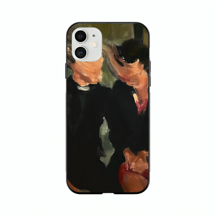 iPhone 12 case featuring 'The Melancholy of Happy Hours' Artwork by Libaadah – premium artistic design with metal-glass finish