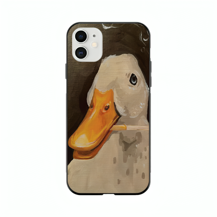 iPhone 12 mini case featuring 'An Existential Duck' Artwork by Libaadah – premium artistic design with metal-glass finish