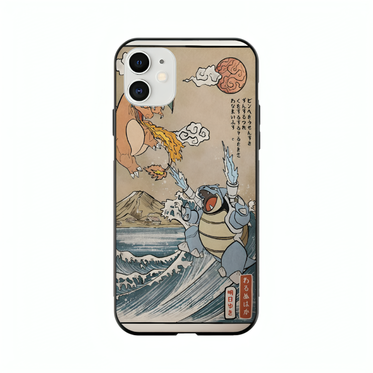 iPhone 12 mini case featuring 'The Great Wave of Kanto' Artwork by Libaadah – premium artistic design with metal-glass finish