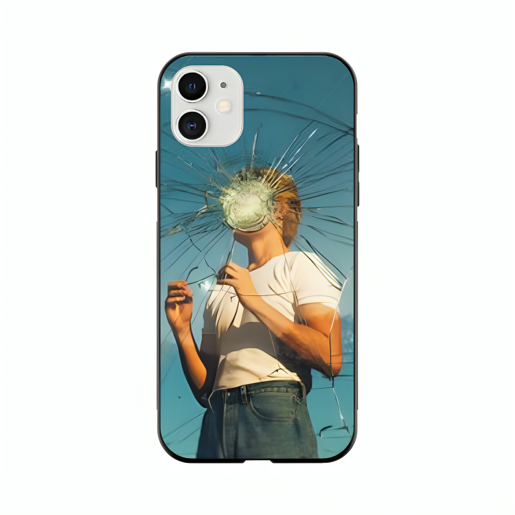 iPhone 12 mini case featuring 'What' Artwork by Libaadah – premium artistic design with metal-glass finish