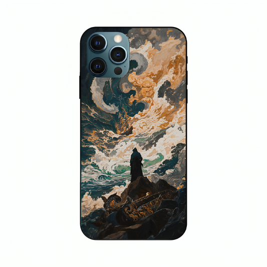 iPhone 12 Pro case featuring 'Above the Drowning Sea' Artwork by Libaadah – premium artistic design with metal-glass finish
