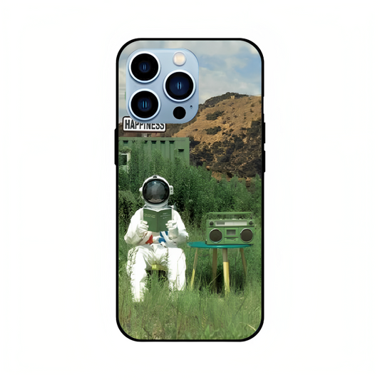 iPhone 12 Pro Max case featuring 'The Absence Beneath Happiness' Artwork by Libaadah – premium artistic design with metal-glass finish