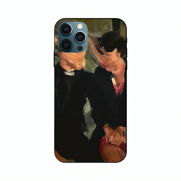 iPhone 12 Pro case featuring 'The Melancholy of Happy Hours' Artwork by Libaadah – premium artistic design with metal-glass finish