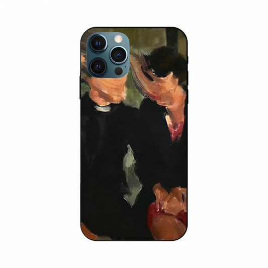 iPhone 12 Pro case featuring 'The Melancholy of Happy Hours' Artwork by Libaadah – premium artistic design with metal-glass finish
