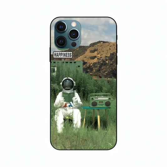 iPhone 12 Pro case featuring 'The Absence Beneath Happiness' Artwork by Libaadah – premium artistic design with metal-glass finish