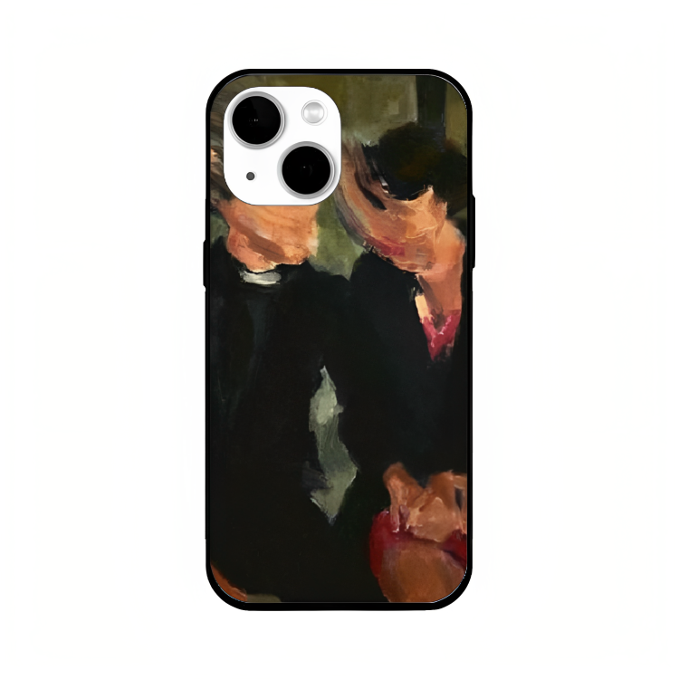 iPhone 13 case featuring 'The Melancholy of Happy Hours' Artwork by Libaadah – premium artistic design with metal-glass finish