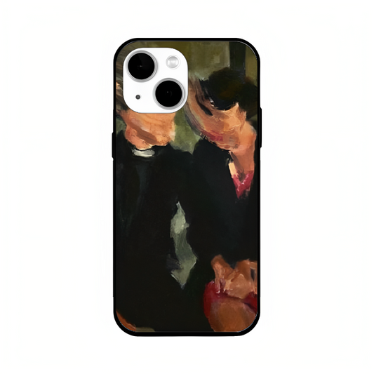 iPhone 13 case featuring 'The Melancholy of Happy Hours' Artwork by Libaadah – premium artistic design with metal-glass finish