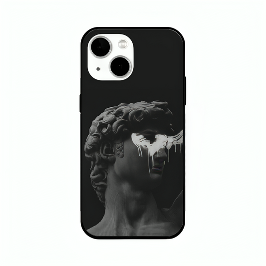 iPhone 13 mini case featuring 'Even Statues Bleed' Artwork by Libaadah – premium artistic design with metal-glass finish