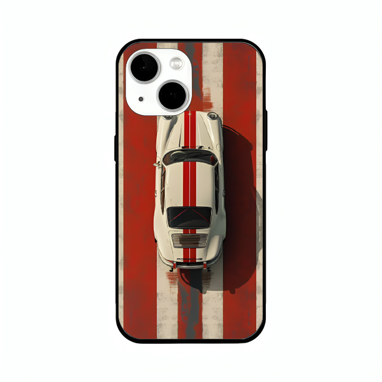 iPhone 13 mini case featuring 'Red Stripes of Freedom' Artwork by Libaadah – premium artistic design with metal-glass finish