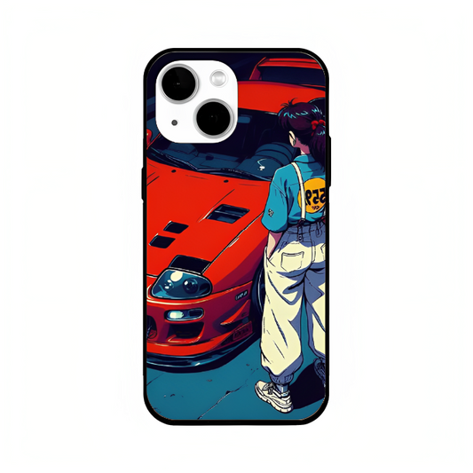 iPhone 13 mini case featuring 'Tomorrow Wears Yesterday' Artwork by Libaadah – premium artistic design with metal-glass finish