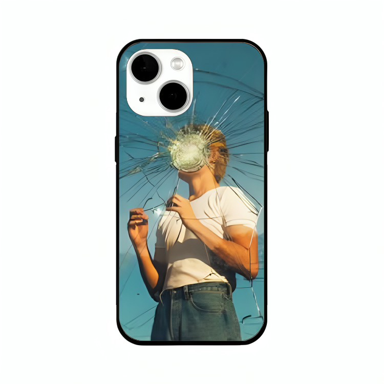 iPhone 13 mini case featuring 'What' Artwork by Libaadah – premium artistic design with metal-glass finish