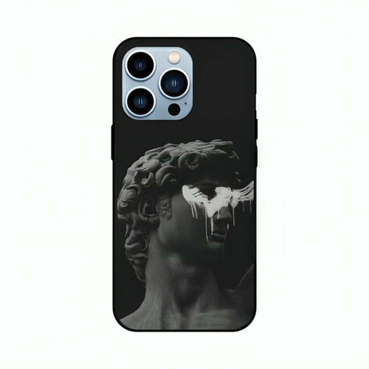 iPhone 13 Pro Max case featuring 'Even Statues Bleed' Artwork by Libaadah – premium artistic design with metal-glass finish