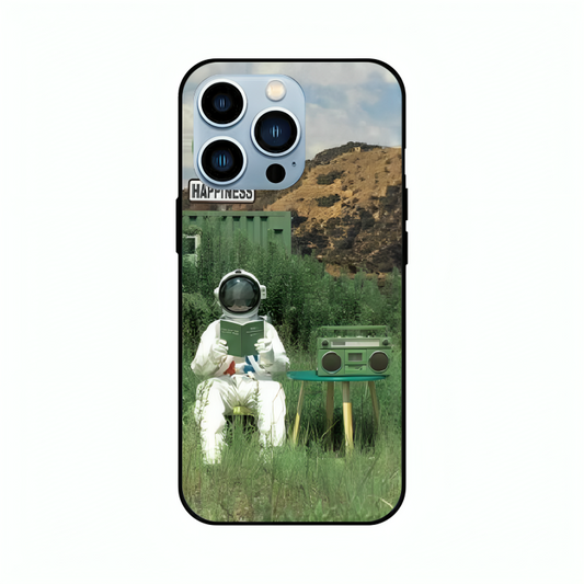 iPhone 13 Pro Max case featuring 'The Absence Beneath Happiness' Artwork by Libaadah – premium artistic design with metal-glass finish