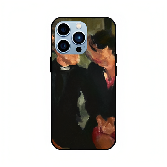 iPhone 13 Pro case featuring 'The Melancholy of Happy Hours' Artwork by Libaadah – premium artistic design with metal-glass finish