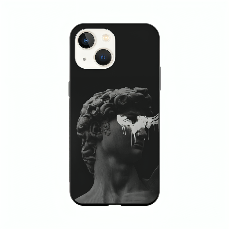 iPhone 14 case featuring 'Even Statues Bleed' Artwork by Libaadah – premium artistic design with metal-glass finish
