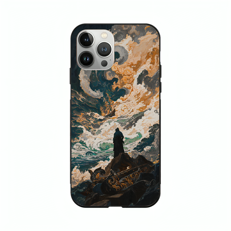 iPhone 14 Pro Max case featuring 'Above the Drowning Sea' Artwork by Libaadah – premium artistic design with metal-glass finish
