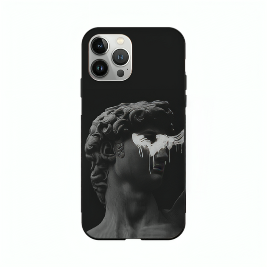 iPhone 14 Pro Max case featuring 'Even Statues Bleed' Artwork by Libaadah – premium artistic design with metal-glass finish