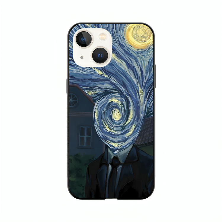 iPhone 14 case featuring 'Thoughts Full of Starry Sky' Artwork by Libaadah – premium artistic design with metal-glass finish