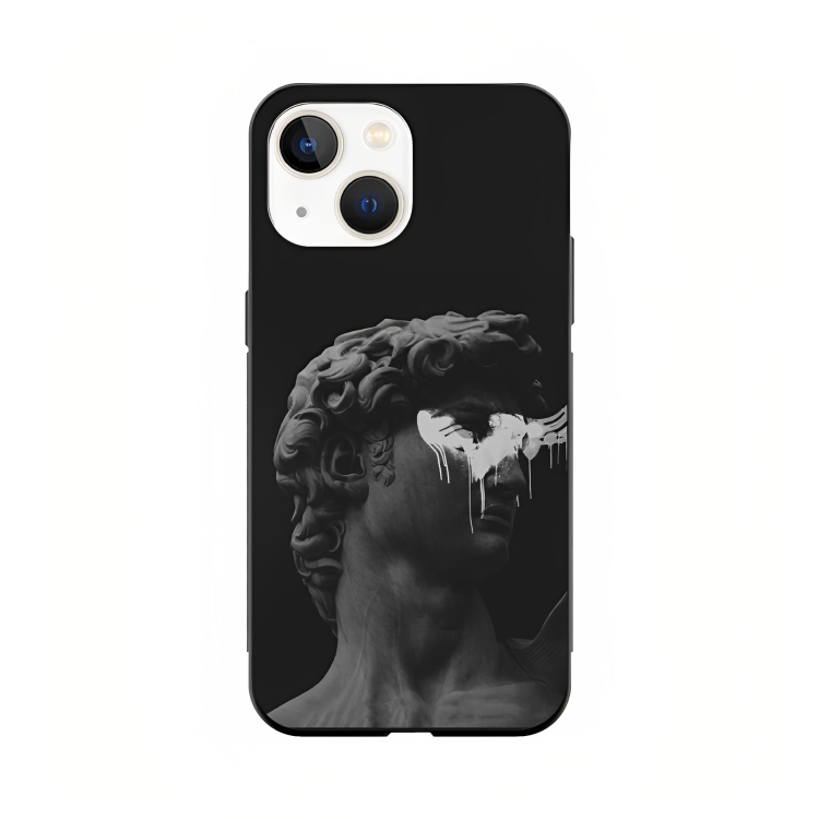 iPhone 15 Plus case featuring 'Even Statues Bleed' Artwork by Libaadah – premium artistic design with metal-glass finish