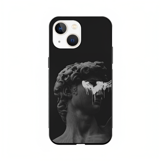 iPhone 15 Plus case featuring 'Even Statues Bleed' Artwork by Libaadah – premium artistic design with metal-glass finish