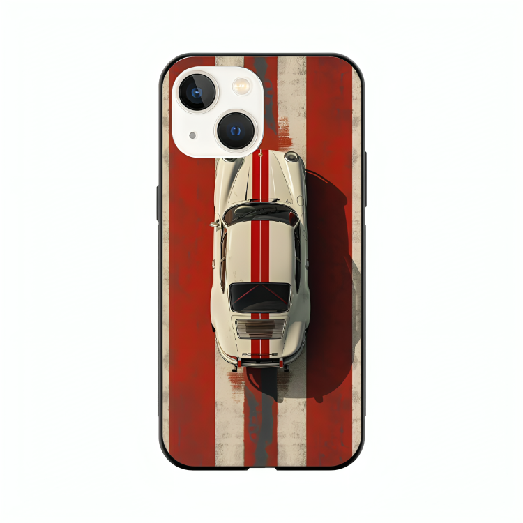 iPhone 15 Plus case featuring 'Red Stripes of Freedom' Artwork by Libaadah – premium artistic design with metal-glass finish