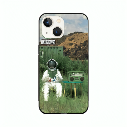 iPhone 15 Plus case featuring 'The Absence Beneath Happiness' Artwork by Libaadah – premium artistic design with metal-glass finish