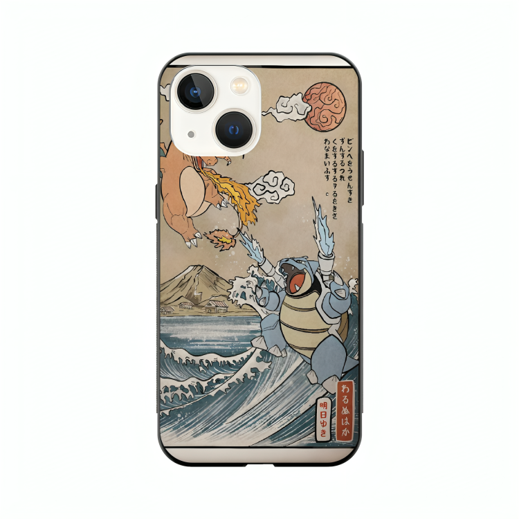 iPhone 15 Plus case featuring 'The Great Wave of Kanto' Artwork by Libaadah – premium artistic design with metal-glass finish