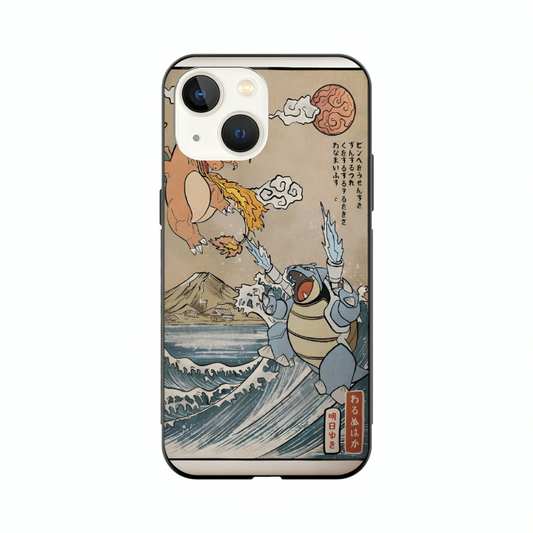 iPhone 15 Plus case featuring 'The Great Wave of Kanto' Artwork by Libaadah – premium artistic design with metal-glass finish