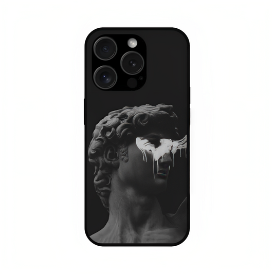 iPhone 15 Pro case featuring 'Even Statues Bleed' Artwork by Libaadah – premium artistic design with metal-glass finish