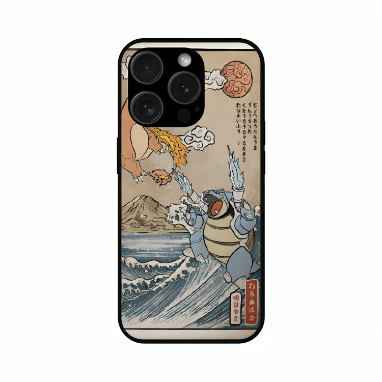 iPhone 15 Pro Max case featuring 'The Great Wave of Kanto' Artwork by Libaadah – premium artistic design with metal-glass finish