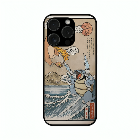 iPhone 15 Pro case featuring 'The Great Wave of Kanto' Artwork by Libaadah – premium artistic design with metal-glass finish