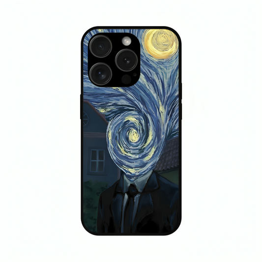iPhone 15 Pro case featuring 'Thoughts Full of Starry Sky' Artwork by Libaadah – premium artistic design with metal-glass finish