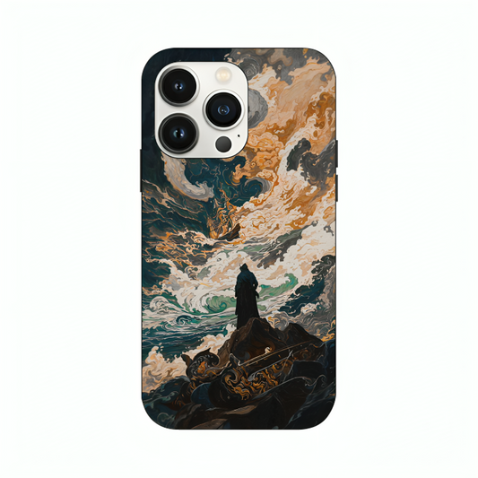 iPhone 16 Pro case featuring 'Above the Drowning Sea' Artwork by Libaadah – premium artistic design with metal-glass finish